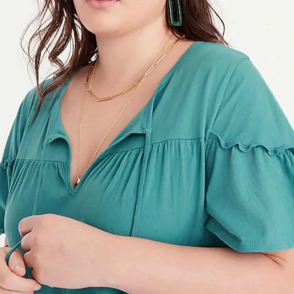 NWT J. Crew Broken-in Jersey Tiered Mini Dress‎ - Deep Patina